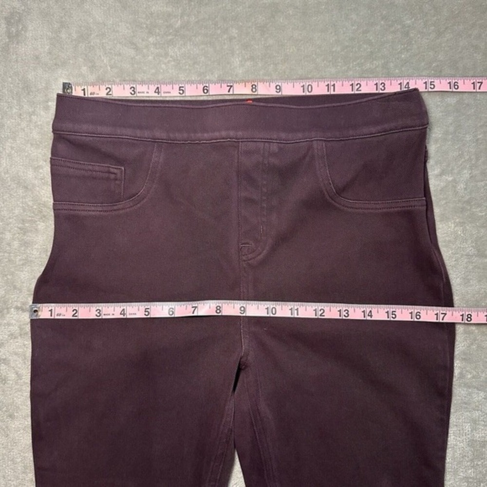 Spanx Jean-ish Leggings Women Size L Crop Ankle Twill Burgundy Slimming Seamless - Picture 4 of 13